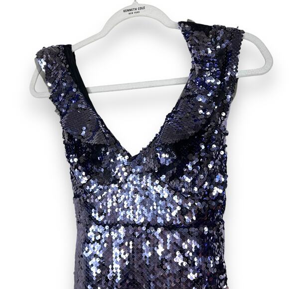 Free People Siren Purple Sequined Velour Tie Waist Flutter A-Line Mini Dress - Picture 4 of 10